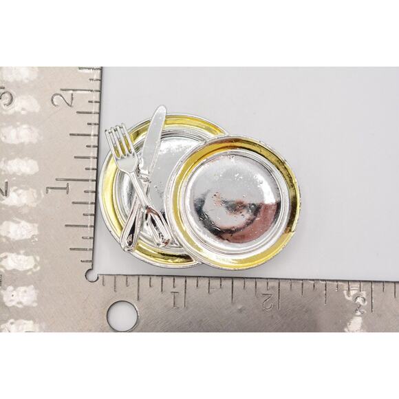 Danecraft Vintage Culinary Pin Brooch Dinnerware Plate Chef NOS Signed 80s BinA5 - Picture 12 of 12